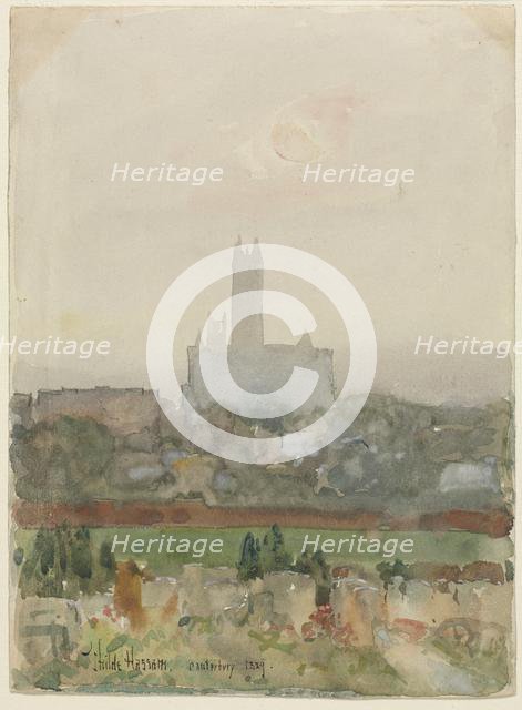 Canterbury Cathedral (recto), 1889. Creator: Childe Hassam (American, 1859-1935).