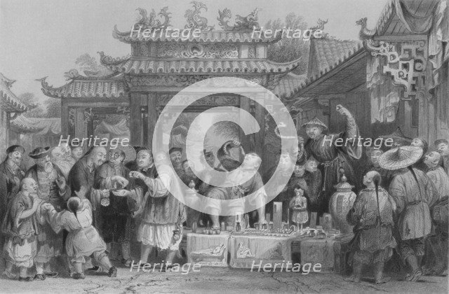 'An Intinerant Doctor at Tien-sing', 1843. Artist: P Lightfoot.