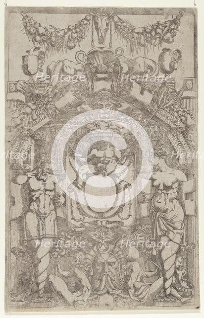 Ornament with a Small Empty Oval, 1540-45. Creator: Antonio Fantuzzi.