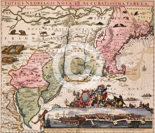 Map of New York and New England, 1710. Creator: Abraham Allard.