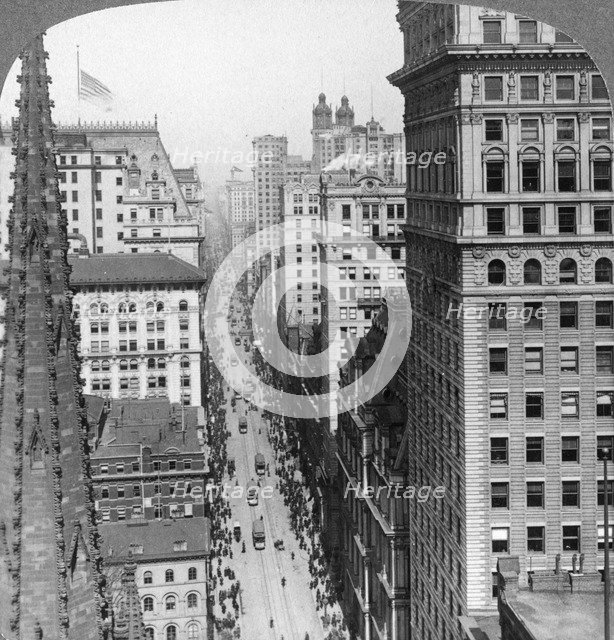 From the Empire building past Trinity Church up Broadway, 1902. Artist: Underwood & Underwood