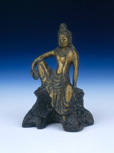Gilt bronze figure of a deified lama, Tibet, c1700. Artist: Unknown