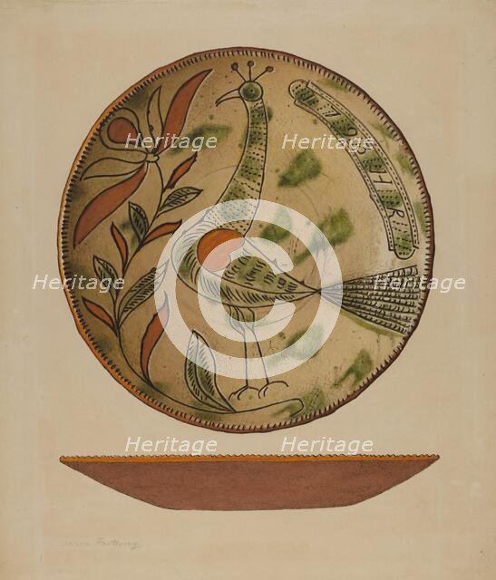 Pennsylvania German Plate, c. 1940. Creator: Aaron Fastovsky.