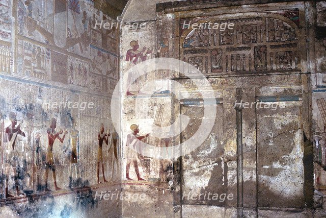 Wallpaintings and False Doors, Temple of Sethos I, Abydos, Egypt, 19th Dynasty, c1280 BC. Artist: Unknown