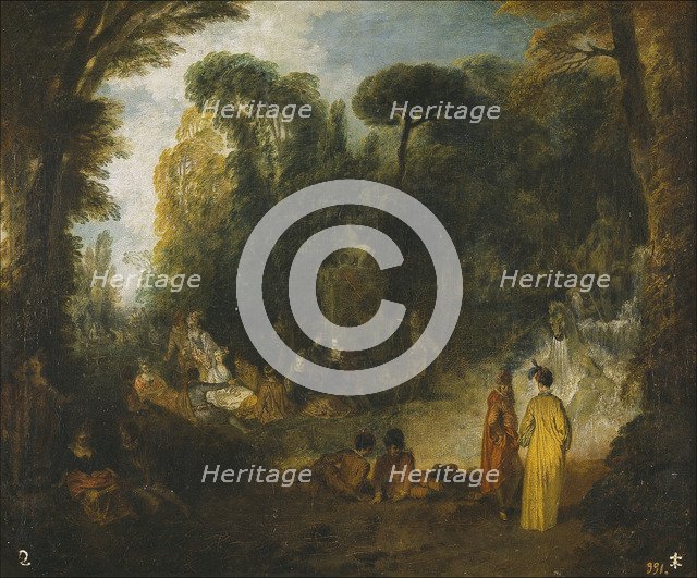 Courtly Gathering In A Park, 1712-1713. Artist: Watteau, Jean Antoine (1684-1721)