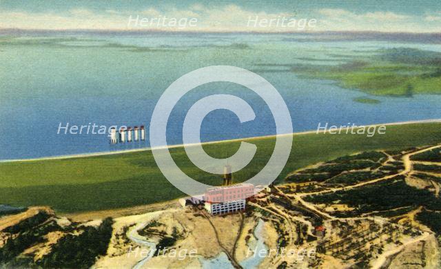 'Air View of Saluda Dam showing Lake Murray, S.C.', 1942.  Creator: Unknown.