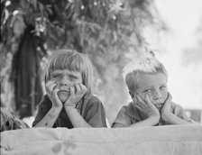 Children of Oklahoma drought refugee in migratory camp in California, 1936. Creator: Dorothea Lange.