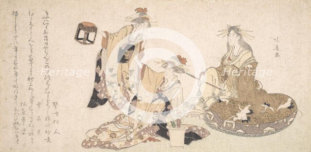 Three Young Ladies Visiting Together. Creator: Hokuba.