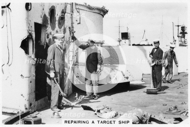 Repairing a target ship, 1937. Artist: Unknown