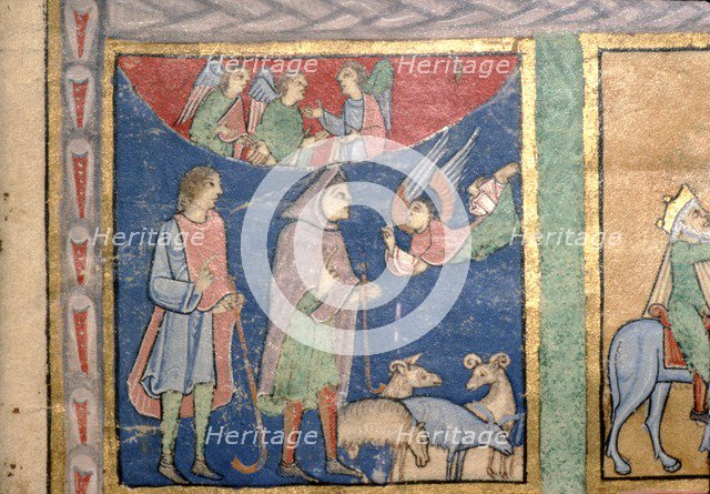 Detail of a Psalter, Annunciation to the Shepherds, c1140. Artist: Unknown.
