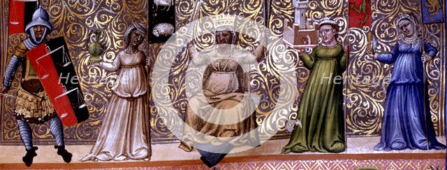 Detail of the Justice, miniature in 'Codex Justinian Institutiones Feudorum et Alia', illuminated…