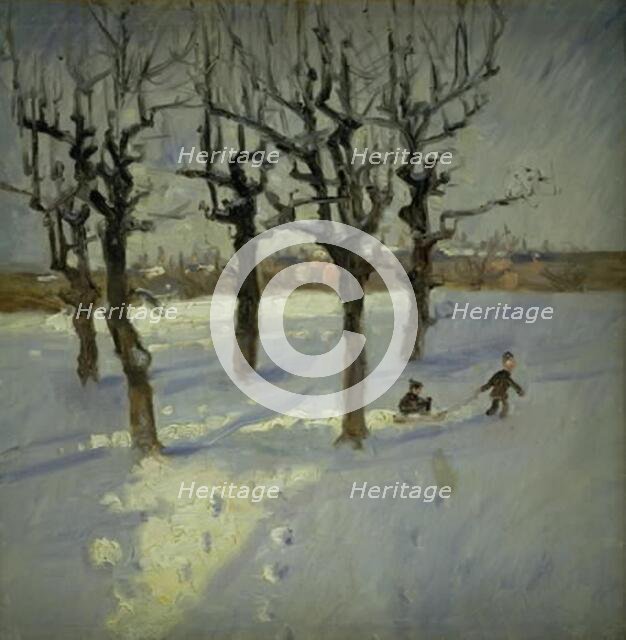 Winter Scene in a Suburb of Copenhagen, 1889-1899. Creator: Fridolin Johansen.