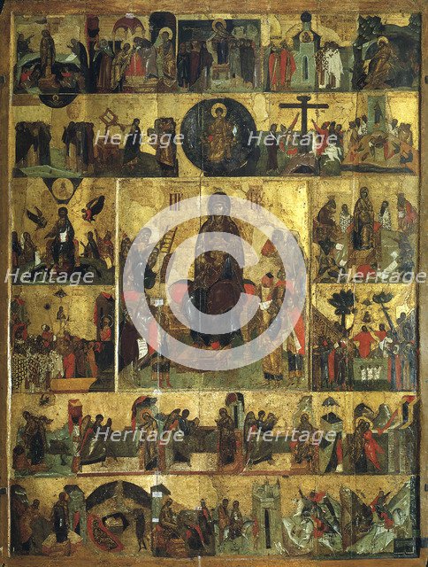 'The Glorification of the Virgin', (Akathist Hymn to the Most Holy Theotokos), 14th century. Artist: Unknown