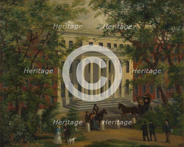 The Royal College of Surgeons of England: the portico from Lincoln's Inn Fields, between 1800 & 1899 Creator: Unknown.