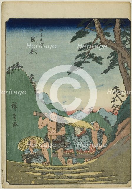 Okabe, from the series "Fifty-three Stations [of the Tokaido] (Gojusan tsugi)," also known..., 1852. Creator: Ando Hiroshige.