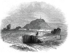 The excavation in which the cists were found - the Mount and Priory ruins, 1845. Creator: Unknown.