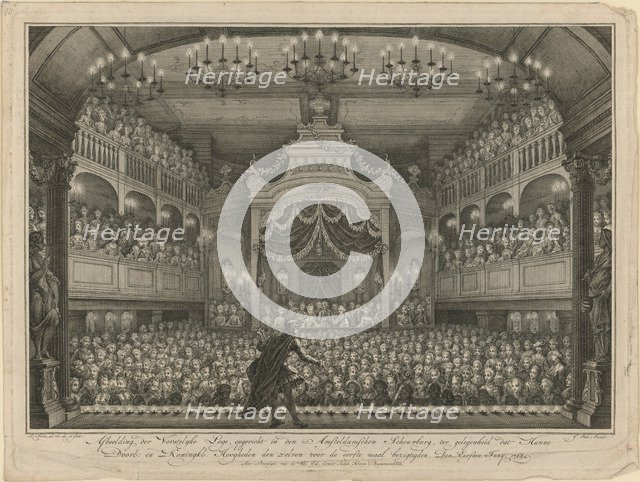 The royal couple at the theater performance in the Amsterdam Schouwburg on June 1, 1768, 1768.