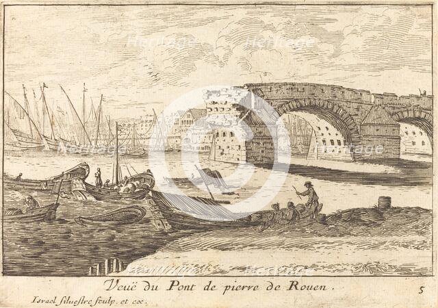 Veue du Pont de pierre de Rouen, 1664. Creator: Israel Silvestre.