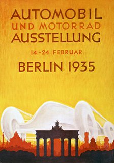 Poster advertising the Automobile and Motorcycle Exposition in Berlin, February 1935. Artist: Unknown