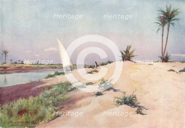 'On the Ismailia Canal, near Tel-El-Kebir', c1880, (1904). Artist: Robert George Talbot Kelly.