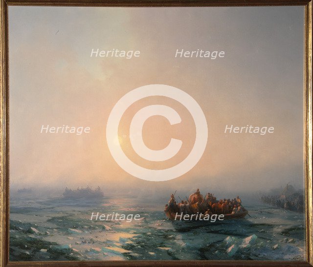 Ice drifting on the Dnieper River, 1872. Artist: Aivazovsky, Ivan Konstantinovich (1817-1900)