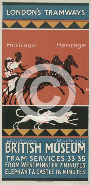 'British Museum', London County Council (LCC) Tramways poster, 1927. Artist: GS Brien