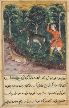 Page from Tales of a Parrot (Tuti-nama): Forty-first night: The gardener seizes..., c. 1560. Creator: Unknown.