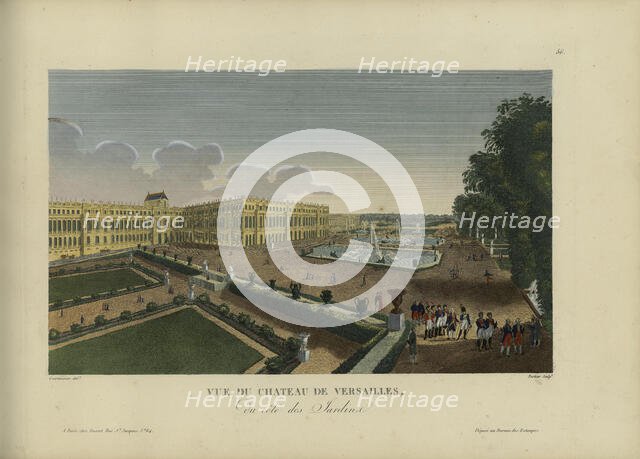Vue du château de Versailles, du côté des jardins, 1817-1824. Creator: Courvoisier-Voisin, Henri (1757-1830).