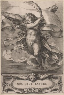 An Allegorical Figure: Non sine labore, 1628. Creator: Cherubino Alberti.