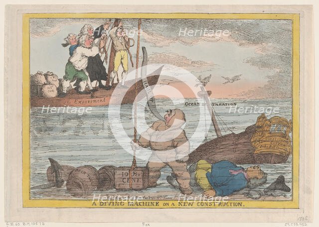 A Diving Machine on a New Construction, May 31, 1806., May 31, 1806. Creator: Thomas Rowlandson.