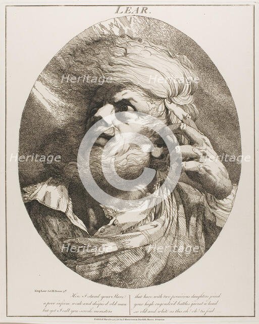 Lear, March 15, 1776 (originally published); published 1809. Creator: John Hamilton Mortimer.