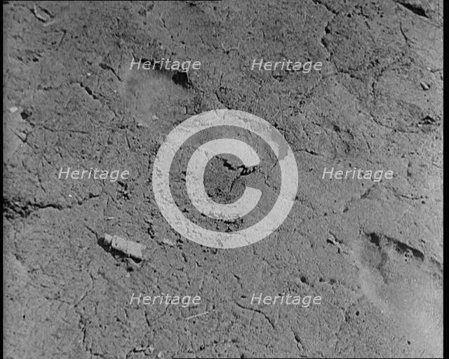 Footprint Outside American Aviator Charles Augustus Lindbergh's House During a Kidnapping..., 1930s. Creator: British Pathe Ltd.