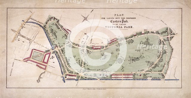 Proposed plan for Victoria Park, Hackney, London, c1845. Artist: Sir Ernest Albert Waterlow