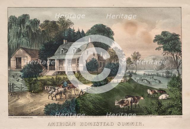 American Homestead, Summer, 1869. Creator: James Merritt Ives (American, 1824-1895), and ; Nathaniel Currier (American, 1813-1888).