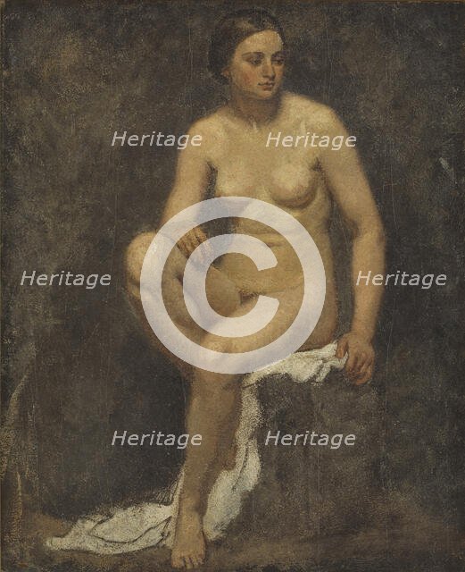 Female Nude in the Studio of Thomas Couture, 1852-1853. Creator: Lorenz Frolich.