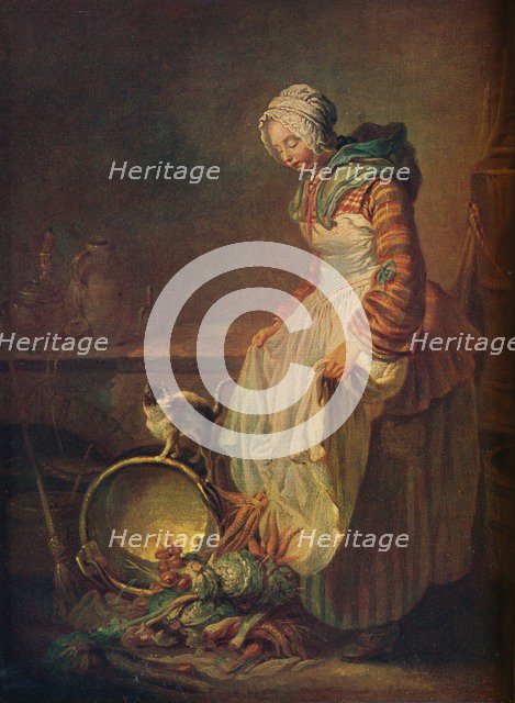 'Woman with Kitten', 18th century. Artist: Jean-Simeon Chardin.