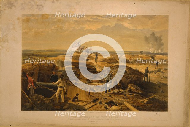 The interior of the Redan taken from its left face, 1855. Artist: Simpson, William (1832-1898)