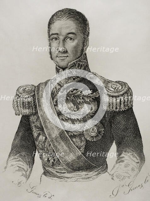 José Santos de la Hera y de la Puente (1792-1859), 1st Count of Valmaseda and 1st Viscount..., 1845. Creator: Jose Gomez.