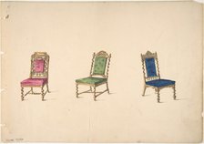 Designs for Three Chairs with Turned Legs and Backs, early 19th century. Creator: Anon.