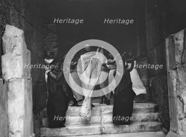 Kanellos dance group at ancient sites in Greece, 1929 Creator: Arnold Genthe.