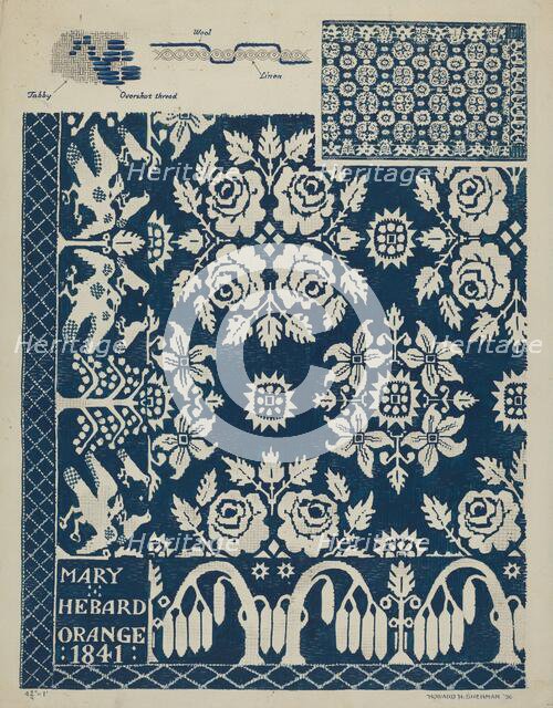 Handwoven Coverlet, 1936. Creator: Howard H. Sherman.
