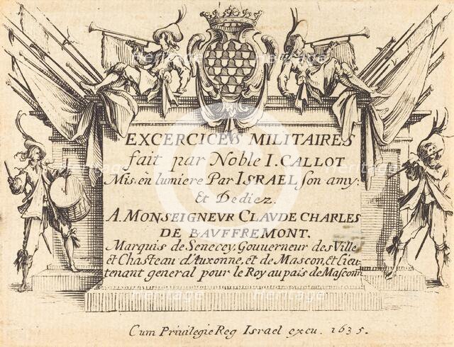 Title Page for "The Military Exercises", 1634/1635. Creator: Jacques Callot.