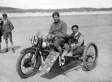 1927 Brough Superior, C.F. Edwards at Pendine sands. Creator: Unknown.