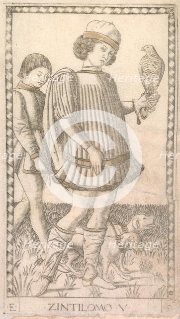 Gentleman (from the Tarocchi series E: Conditions of Man, #5), c. 1465. Creator: Master of the E-Series Tarocchi (Italian, 15th century).