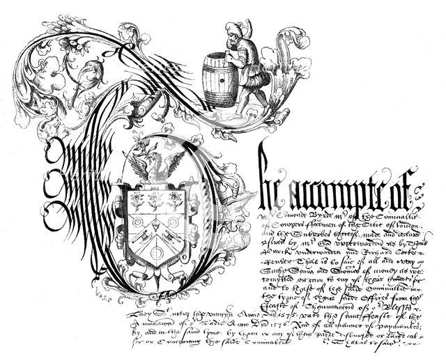 Facsimile from the book of accounts of the Coopers' Company, 1576, (1893). Artist: Unknown