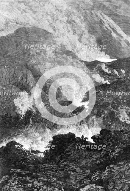 The eruption of Mount Vesuvius: flood of lava and red-hot ashes, 1868. Creator: Mason Jackson.