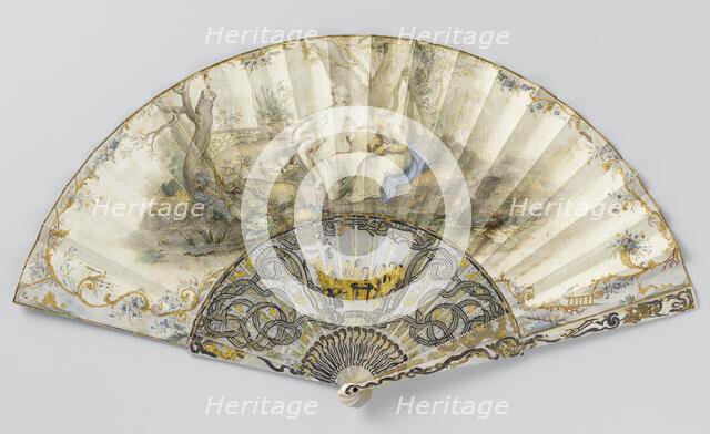 Folding fan with scene from Vertumnus & Pomona, c.1750. Creator: Anon.