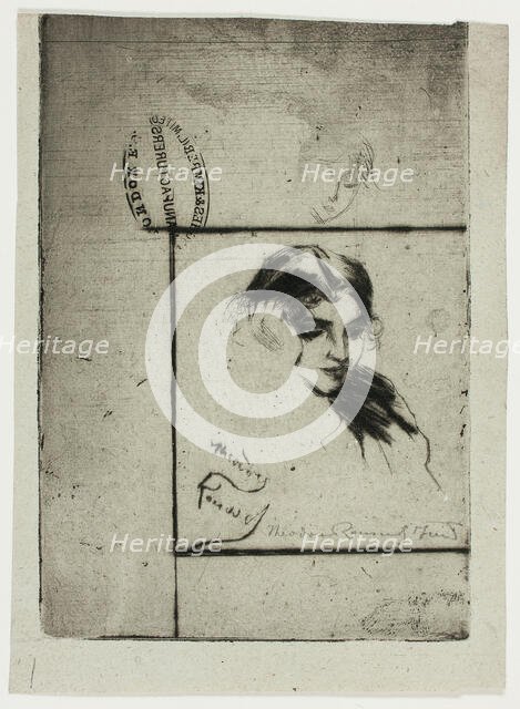 Head of a Girl Leaning on Her Hand, 1895/1900. Creator: Theodore Roussel.