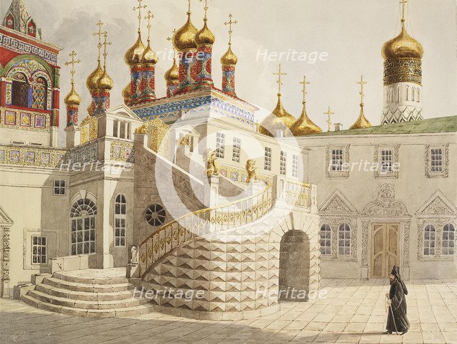 The Boyar Ground and the Church of Our Saviour behind the Gold Grid in the Moscow Kremlin.