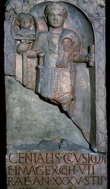 Roman tombstone of a standard bearer. Artist: Unknown